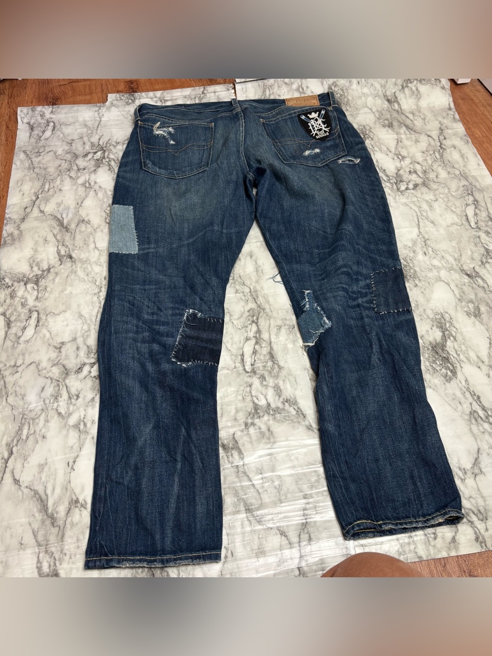 POLO RALPH LAUREN Astor Slim Boyfriend Patchwork Denim Jeans Size 31 blue cotton - Picture 9 of 9